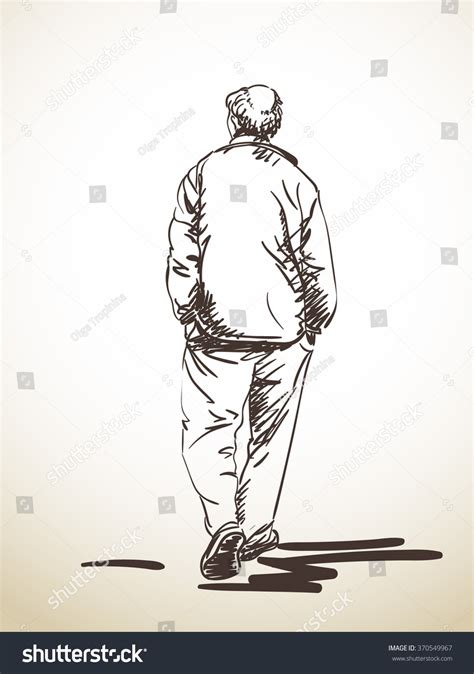 Sketch Walking Man Hands His Pockets Stock Vector Royalty Free