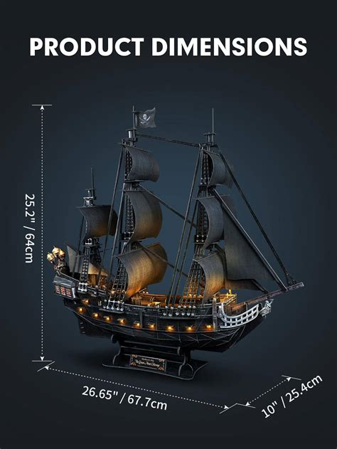 Cubicfun Large Queen Anne S Revenge Led Lighting Pirate Ship With