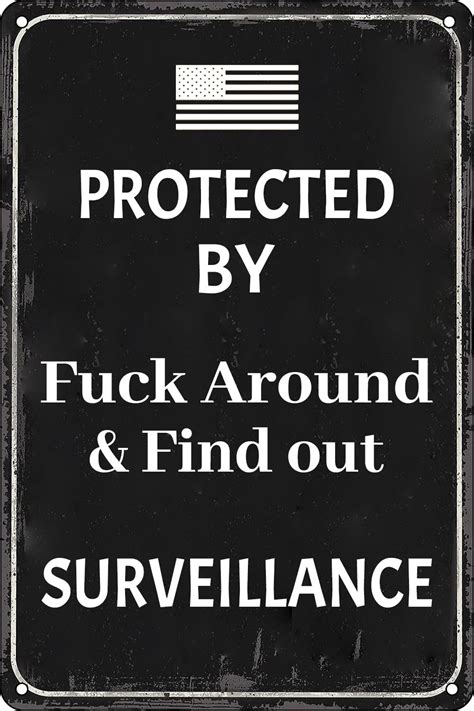 Amazon Yard Signs Funny Warning Metal Tin Sign Protected By Fuck Around Find Out