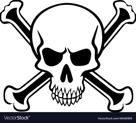 Skull And Crossbones Black White Royalty Free Vector Image