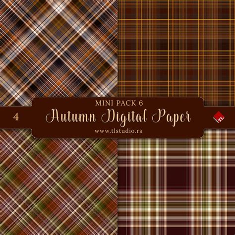 Brown Autumn Plaid Digital Paper Mini Pack Commercial Use Etsy