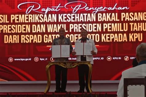 Ketua KPU RI Jelaskan Hasil Tes Kesehatan Tiga Bakal Pasangan Capres