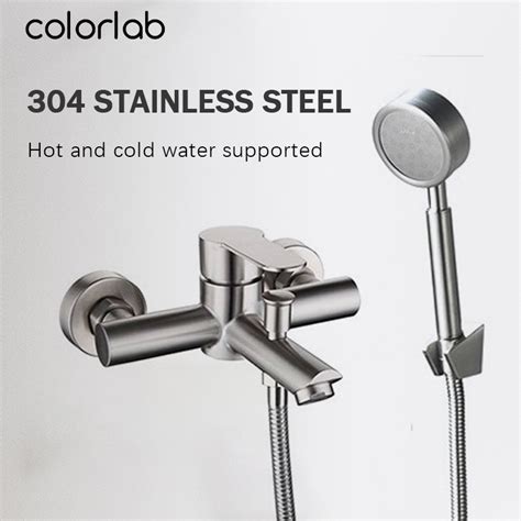 Colorlab Hot And Cold Shower Set Stainless Bathroom Faucet With Shower Mixer Valve Heater Faucet