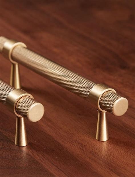 Gold Brass Knurled Cylindrical Cabinet Bar Handle With Smooth Etsy