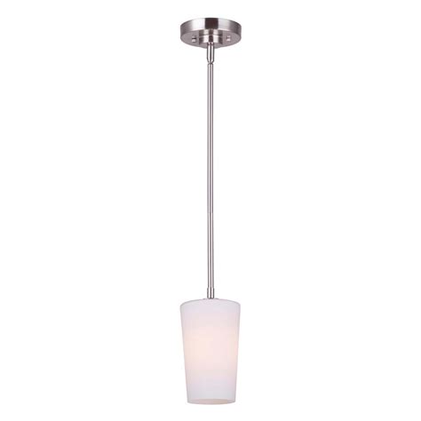 Hampton Bay Riverbrook Light Brushed Nickel Mini Pendant With Frosted