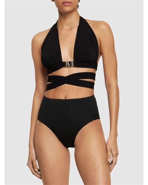 Max Mara Astra Logo Jersey Triangle Bikini Top In Black Lyst