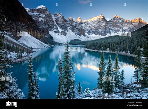 Winter snow at Moraine Lake, Banff National Park, Canadian Rockies ...