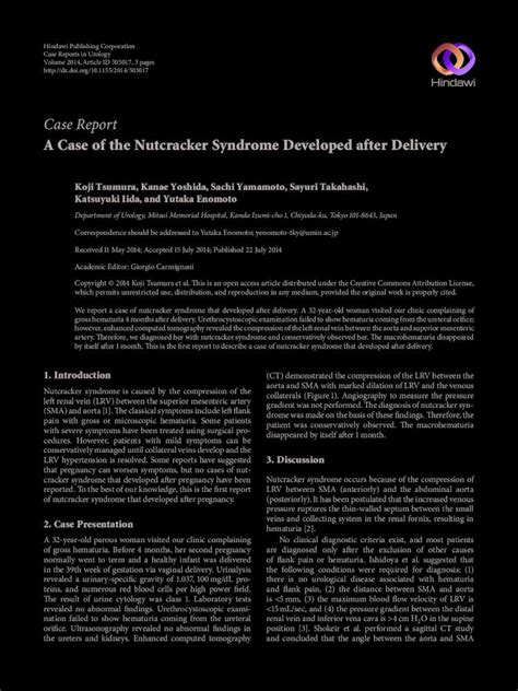 Pdf Case Report A Case Of The Nutcracker Syndrome Developed Case