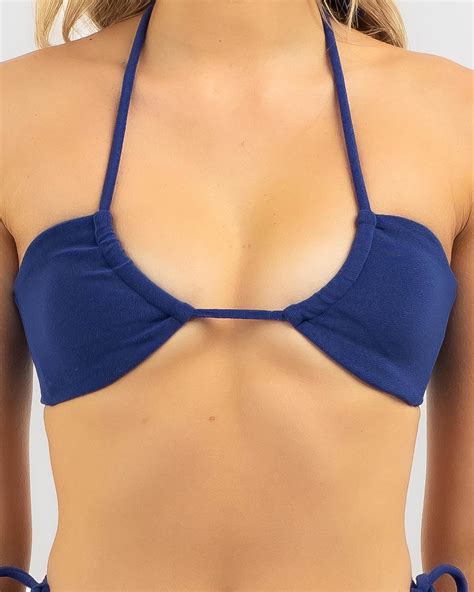 Shop RVCA Tezzy Solid Halter Bikini Top In Bolt Fast Shipping Easy