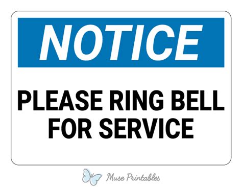 Printable Please Ring Bell For Service Notice Sign