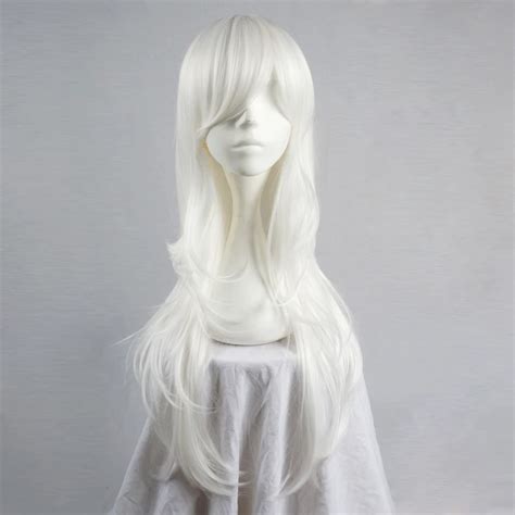 28 Long Wavy White Anime Cosplay Party Full Wigwig Cap Heat Resistant