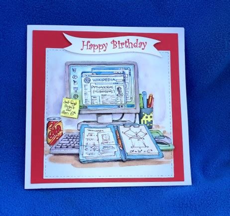 handcrafted computer themed birthday card ewe nique handcrafted