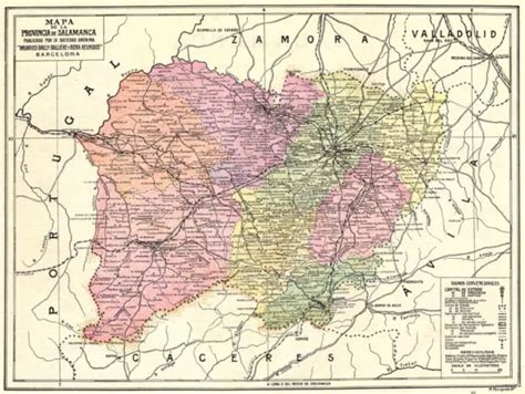 SPAIN MAPA DE La Provincia De Salamanca 1913 Old Antique Plan Chart