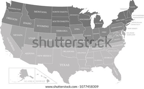 Highly Detailed Usa Map Vector Outlines Stock Vector Royalty Free 1077458309 Shutterstock