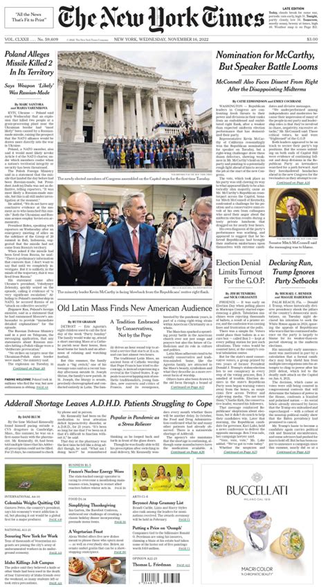 The New York Times 纽约时报2022年11月16日 日刊高清无水印214365外刊杂志资源网