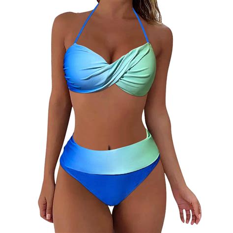Ehrwe Women High Waisted Bikini Sexy Push Up Two Piece Swimsuits Vintage Swimsuit Two Piece