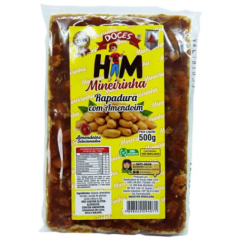 Rapadura Amendoim H M Mineirinha 500g Luchini Alimentos