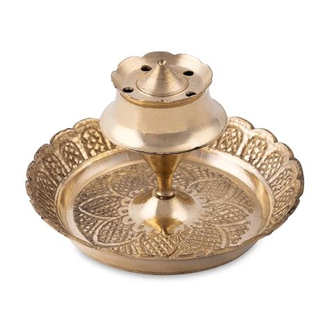 Brass Agarbatti Stand with Ash Catcher Elegant Brass Agarbatti Stand for Pooja Functional ...