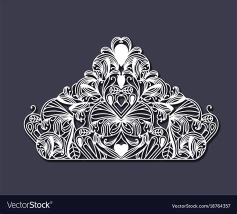 Laser Cutting In Shape Of Royal Crown Floral Vector Image