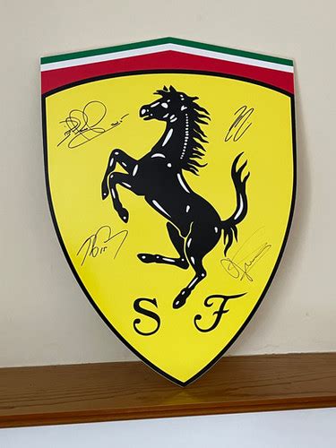 Large Ferrari Shield Signed Mansell Raikkonen Scheckter Prost The