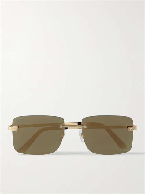 Gold Santos Frameless Gold Tone Sunglasses Cartier Eyewear Mr Porter