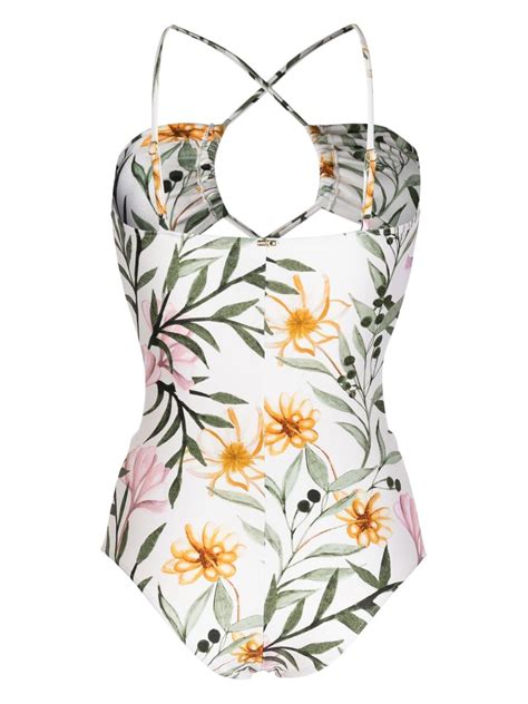 Patbo Jasmine Lace Up Cut Out Swimsuit In Nude Modesens