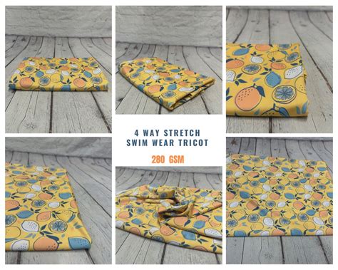 Way Stretch Print Spandex Fabric By The Yard Tricot Swim Wear Bikini Abstract Fruit Boho