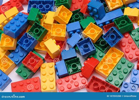 A Toy Construction Set With Many Colorful Building Pieces Stock Photo