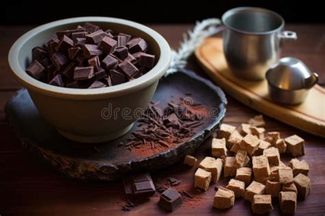 Dark Chocolate Chunks For Making Hot Cocoa Stock Illustration Illustration Of Delicious