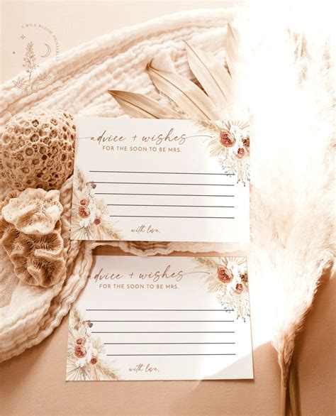 Advice And Wishes Card Pampas Grass Bridal Shower Advice Etsy