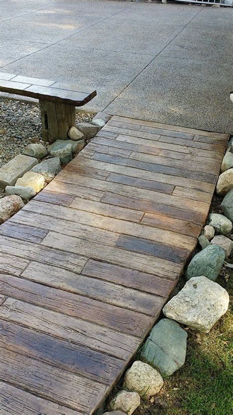 Stamped Stained Wood Plank Concrete This Looks Amazing