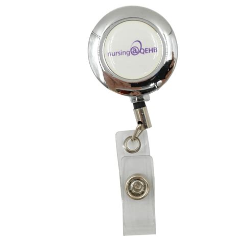 Round Chrome Badge Reel Full Colour Print Just Lanyards