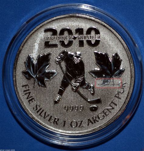 2010 1 Oz Canadian Maple Leaf Vancouver Olympic Games 9999 Fine Silver