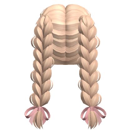 Braided Pigtails W Pink Bows In Blonde Roblox