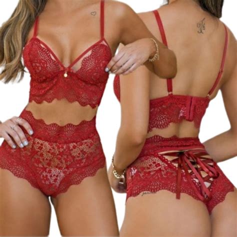 Conjunto Lingerie Calcinha Lacradora Suti Renda Sex Shopee Brasil