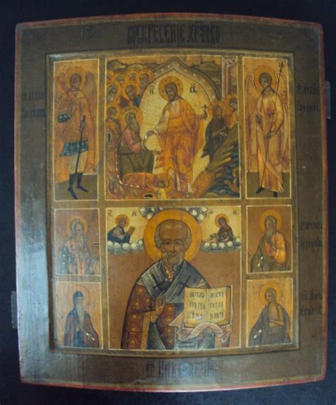 Icon Resurrection Of Christ And Saint Nicholas Wood Catawiki