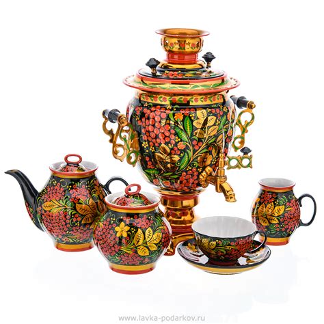 Самовар электрический 3 л с сервизом "Рябина и малина". Хохлома, арт ...
