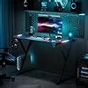 Amazon HLDIRECT 55 Inch Gaming Desk With LED Lights Ergonomic