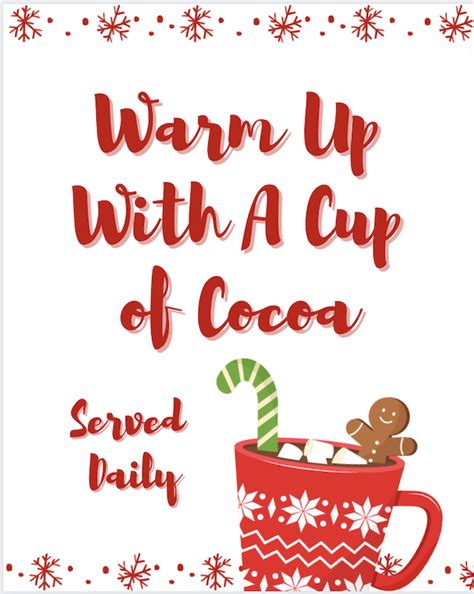 Hot Chocolate Sign Printable