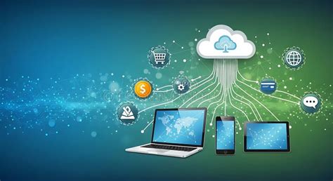 cloud technology  connected devices network stock illustration