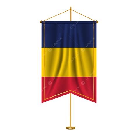 Bendera Chad Dengan Dudukan Logam Vektor Chad Bendera Chad Bendera
