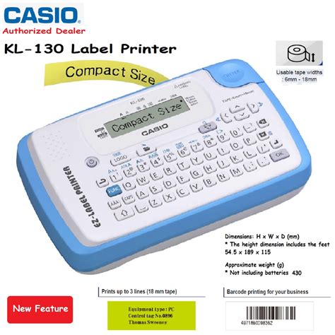 Casio Label Printer KL 130 Label IT EZ Label Upgrade From KL 120