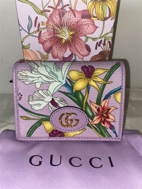 GUCCI GG Marmont Flora Bifold Wallet Purple Multi Limited Edition