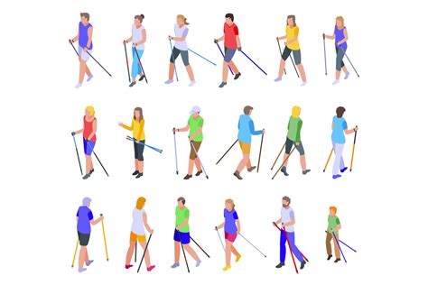 Nordic Walking Icons Set Graphic By Ylivdesign · Creative Fabrica