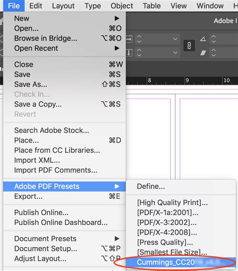 Pdf Export Adobe Indesign And Perfect Bound Cummings Printing