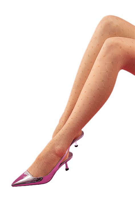 Beżowe rajstopy w romby Fiore Olivia DEN nude nude beżowy Atrakcyjna