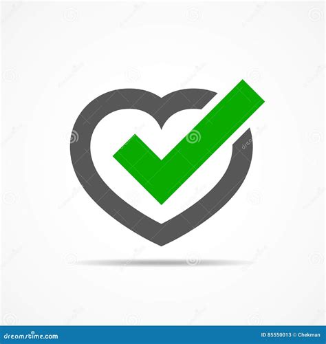 Heart With Approved Check Mark Vector Illustration Stock Illustration