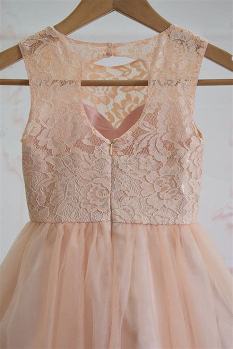 Nude Pink Lace Tulle Flower Girl Dress Etsy