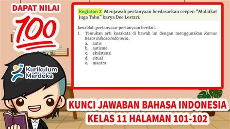 Bahasa Indonesia Kelas 11 Hal 101 102 K Merdeka Kunci Jawaban Analisis