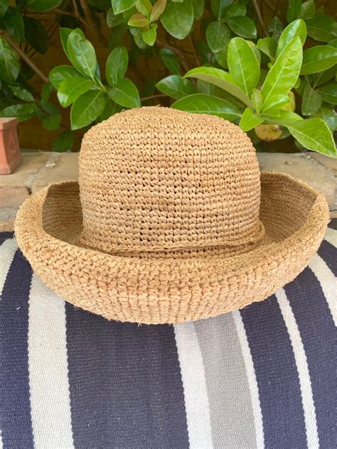 Natural crochet straw hat French style hat raffia hat straw | Etsy